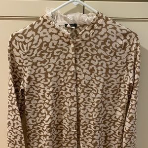 J. Crew Tan/Beige Leopard Print 100% Merino Wool Women’s Cardigan